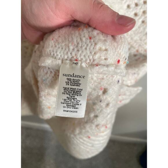 Sundance Minnie V Neck Confetti Open Knit Sweater in Ivory - Picture 11 of 11